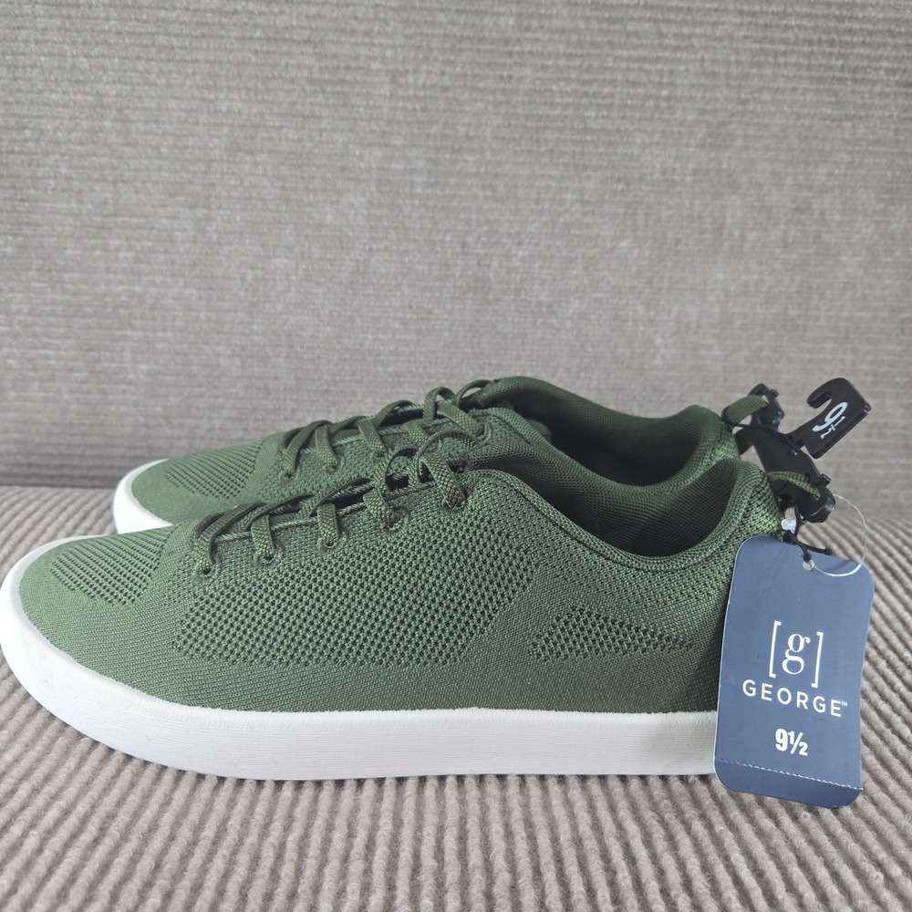 George Mens 9.5 Olive Green Lightweight Knit Lace Up Sneakers MNGE25CA137